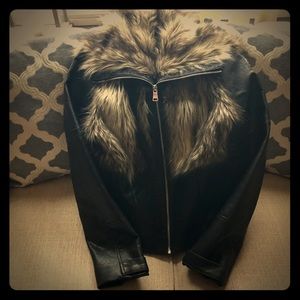 Stunning black and fur leather jacket
